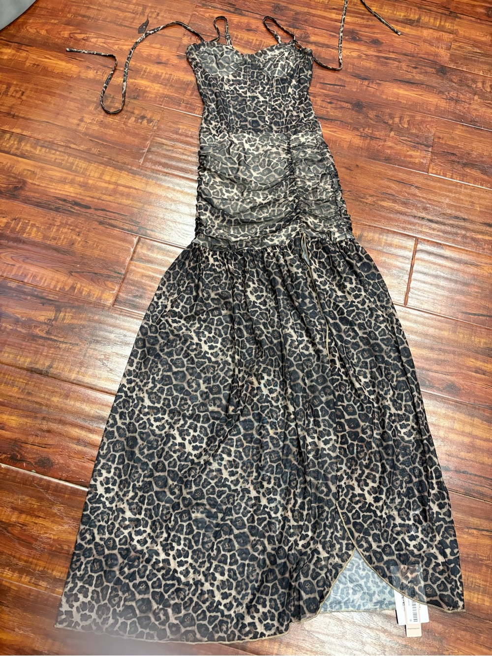 NWT MICAS Leopard Print Draped Maxi Dress XS